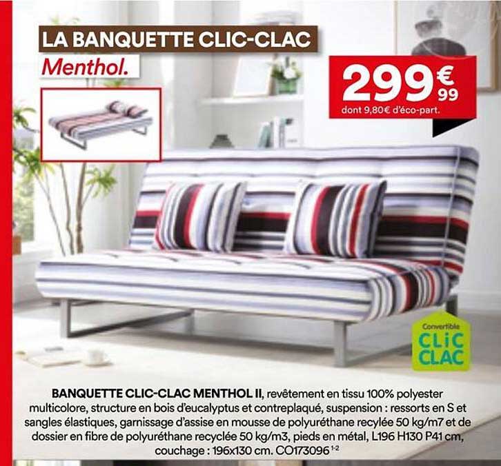 LA BANQUETTE CLIC-CLAC Menthol.