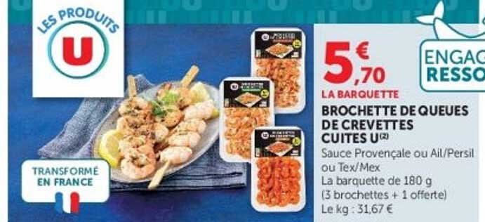 LA BARQUETTE BROCHETTE DE QUEUES DE CREVETTES CUITES
