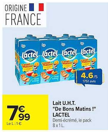 Lait U.H.T. "De Bons Matins !" LACTEL