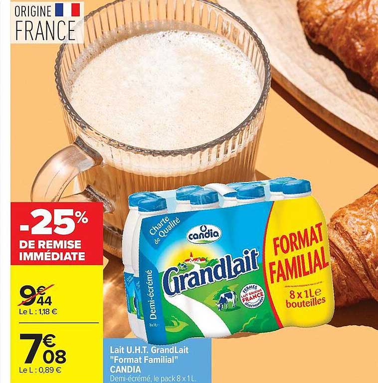 Lait U.H.T. GrandLait "Format Familial" CANDIA