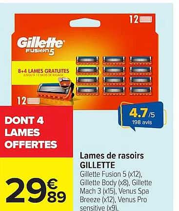 Lames de rasoirs GILLETTE