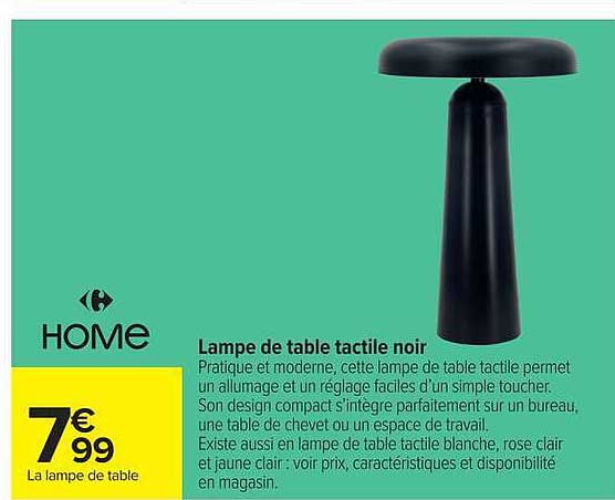 Lampe de table tactile noir