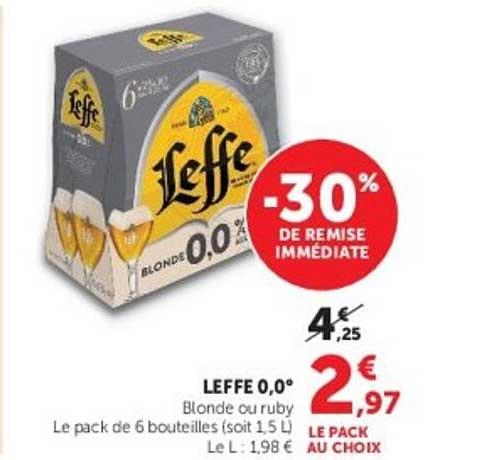 LEFFE 0,0° Blonde ou ruby