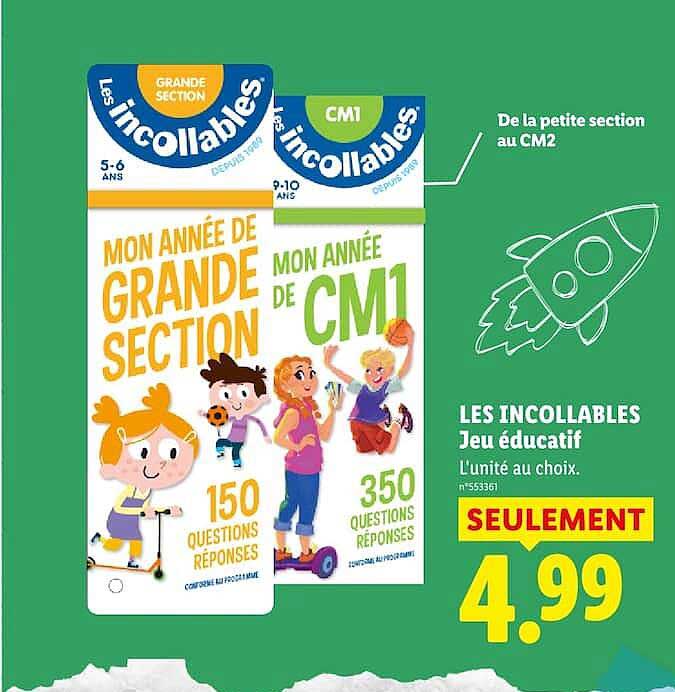 LES INCOLLABLES Jeu éducatif Unité au choix.