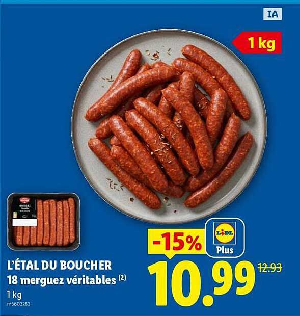L'ÉTAL DU BOUCHER 18 merguez véritables (2) 1 kg