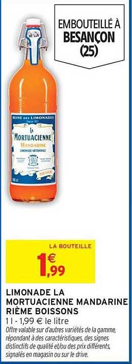 LIMONADE LA MORTUACIENNE MANDARINE RIÈME BOISSONS