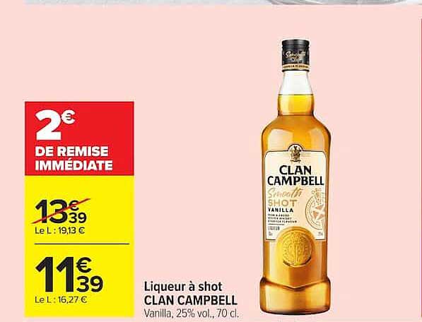 Liqueur à shot CLAN CAMPBELL Vanilla, 25% vol., 70 cl