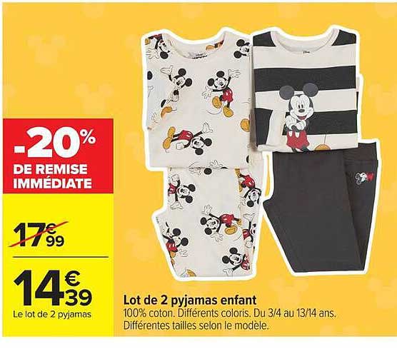 Lot de 2 pyjamas enfant