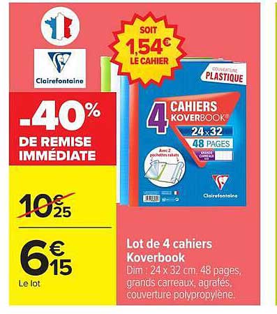 Lot de 4 cahiers Koverbook