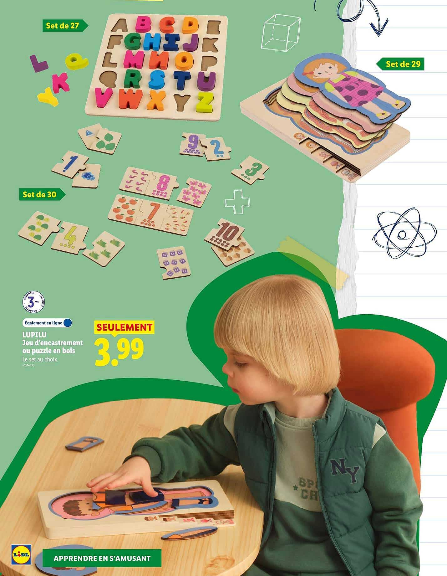 LUPILU Jeu d’encastrement ou puzzle en bois