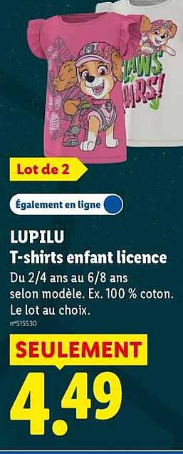 LUPILU T-shirts enfant licence