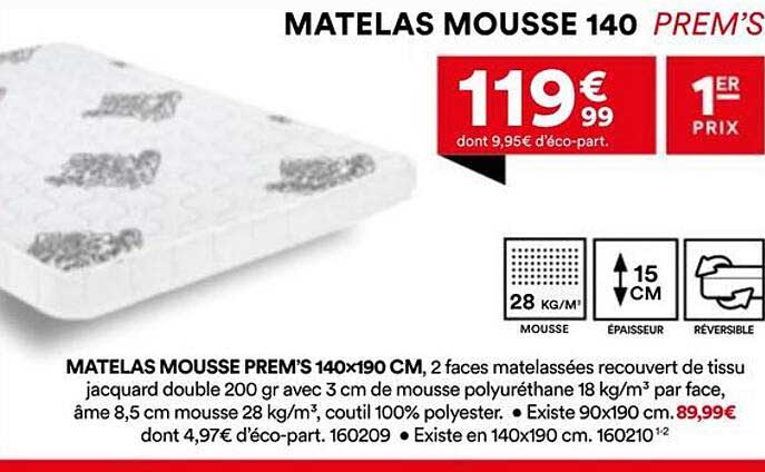MATELAS MOUSSE 140 PREM’S
