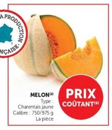 MELON² Type : Charentais jaune Calibre : 750/975 g La pièce PRIX COÛTANT(B)