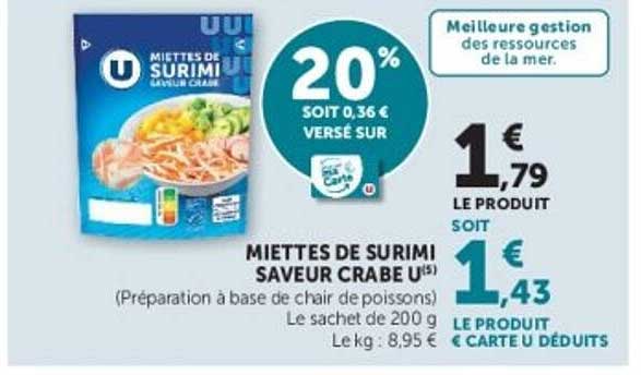 MIETTES DE SURIMI SAVEUR CRABE U