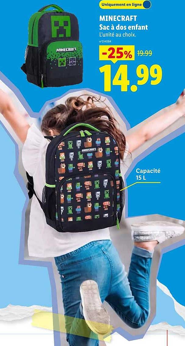 MINECRAFT Sac à dos enfant