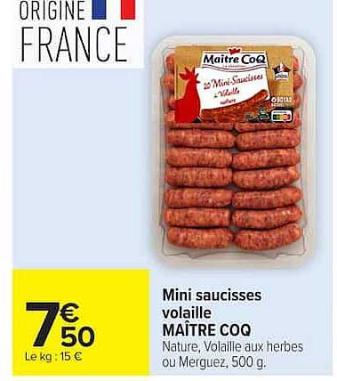 Mini saucisses volaille MAÎTRE COQ