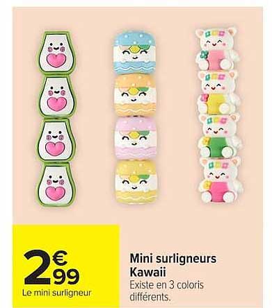 Mini surligneurs Kawaii