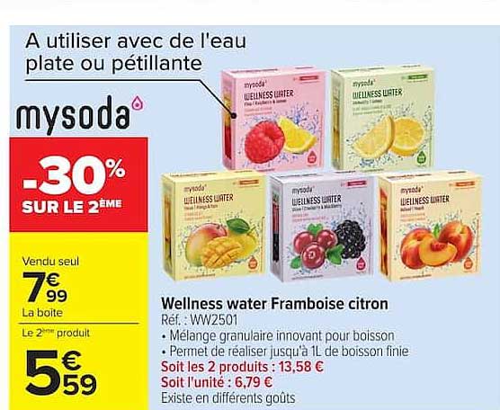 mysoda -30% sur le 2ème | Wellness water Framboise citron