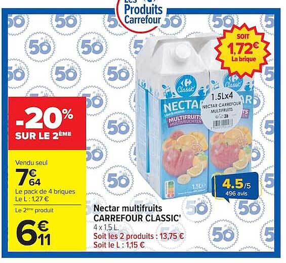 Nectar multifruits CARREFOUR CLASSIC'