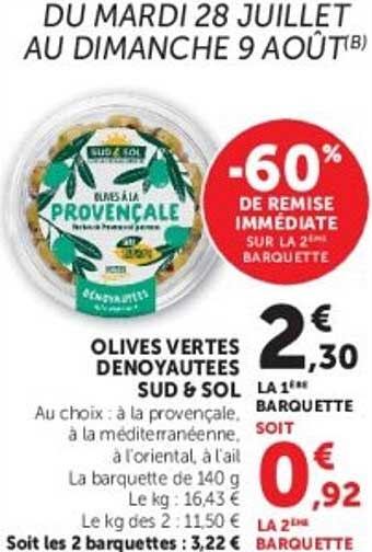 OLIVES VERTES DENOYAUTEES SUD & SOL