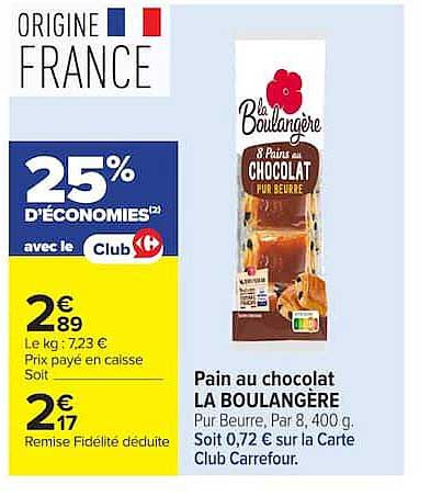 Pain au chocolat LA BOULANGÈRE