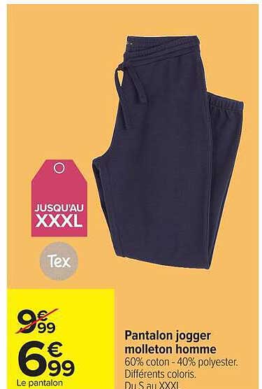 Pantalon jogger molleton homme