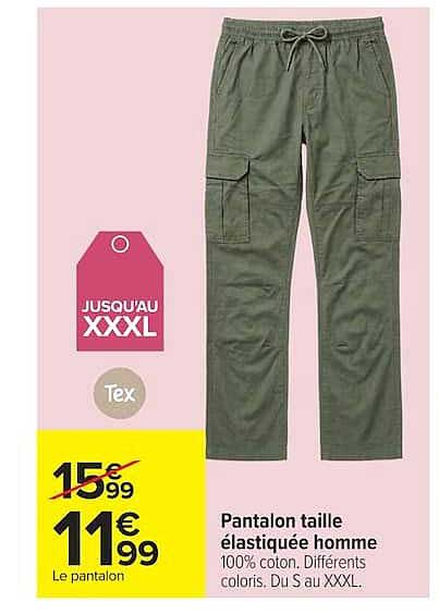Pantalon taille élastiquée homme