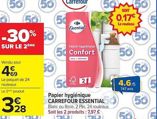 Papier hygiénique CARREFOUR ESSENTIAL