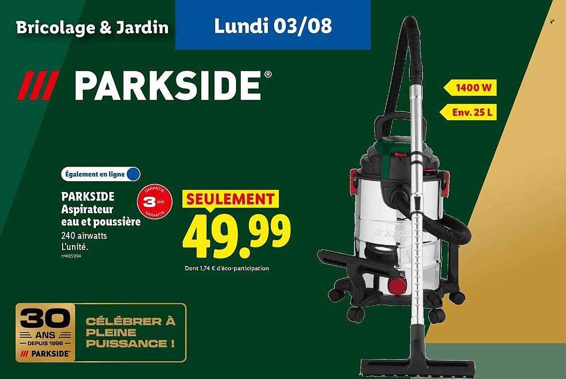 PARKSIDE Aspirateur eau et poussière 240 airwatts