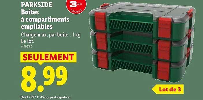 PARKSIDE Boîtes à compartiments empilables