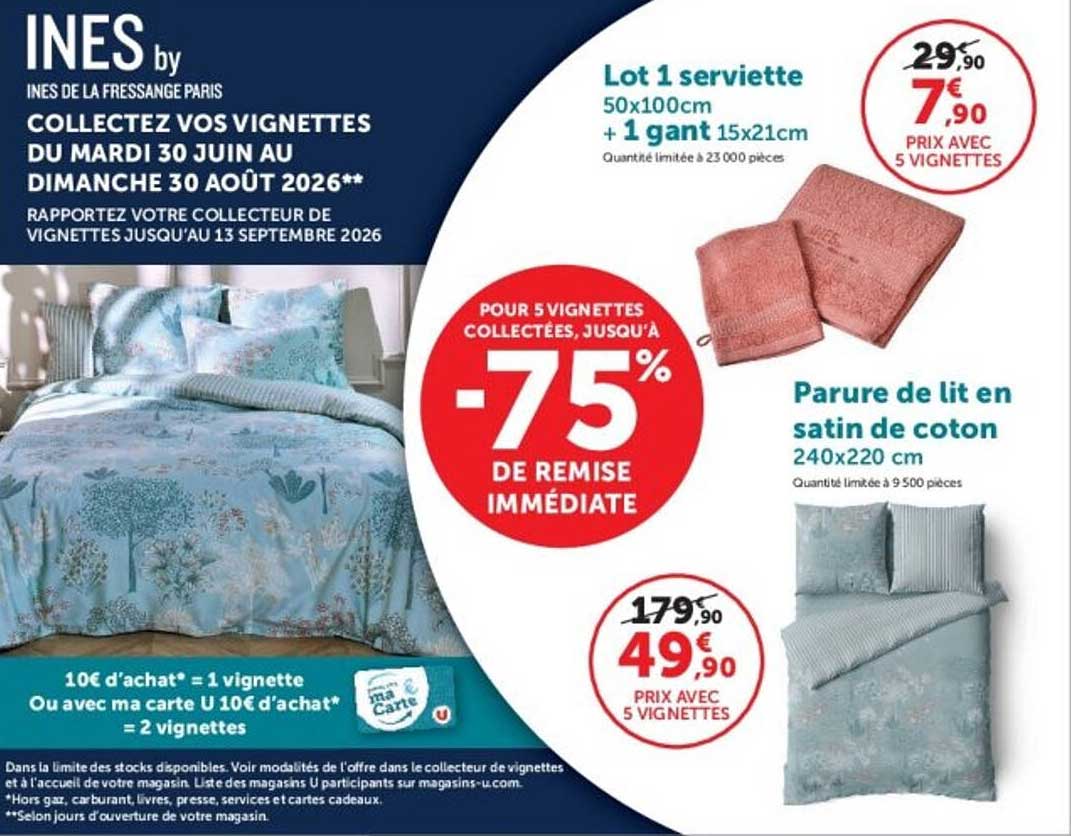 Parure de lit en satin de coton 240x220 cm
