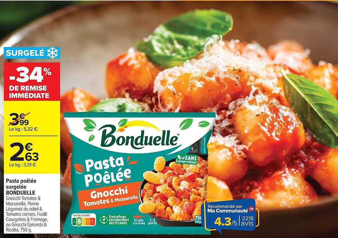 Pasta poêlée surgelée BONDUELLE