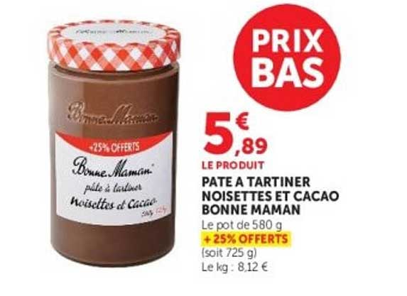 PÂTE À TARTINER NOISETTES ET CACAO BONNE MAMAN