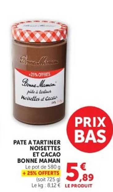 PATE A TARTINER NOISETTES ET CACAO BONNE MAMAN