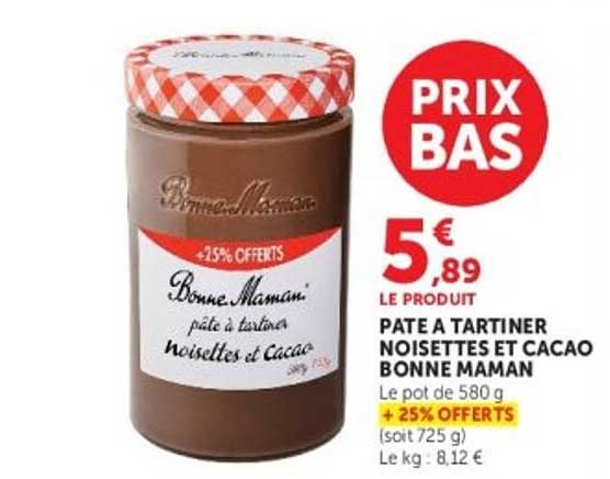 PATE A TARTINER NOISETTES ET CACAO BONNE MAMAN