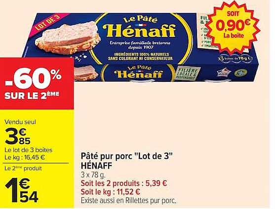 Pâté pur porc "Lot de 3" HÉNAFF