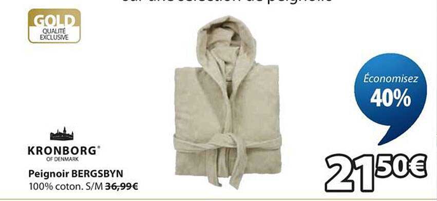 Peignoir BERGSBYN 100% coton. S/M 36,99€