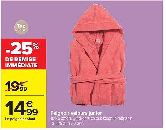 Peignoir velours junior