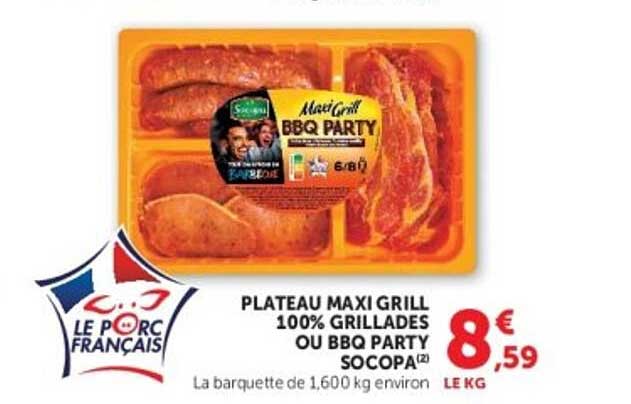 PLATEAU MAXI GRILL 100% GRILLADES OU BBQ PARTY SOCOPA