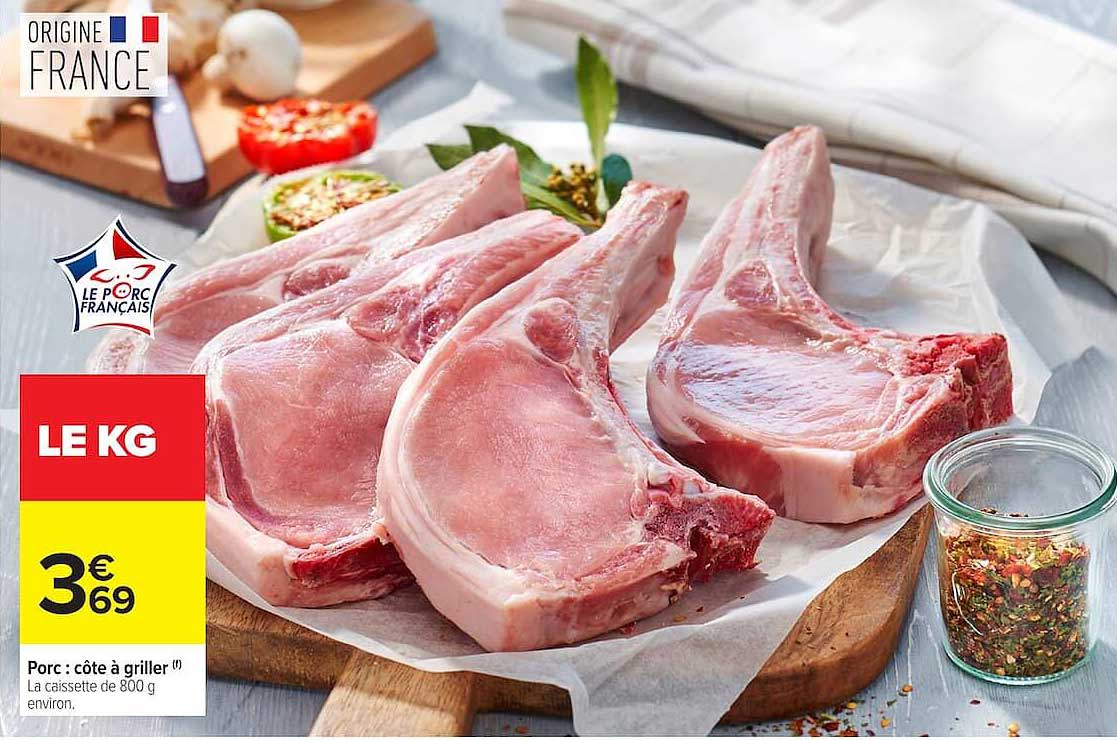 Porc : côte à griller