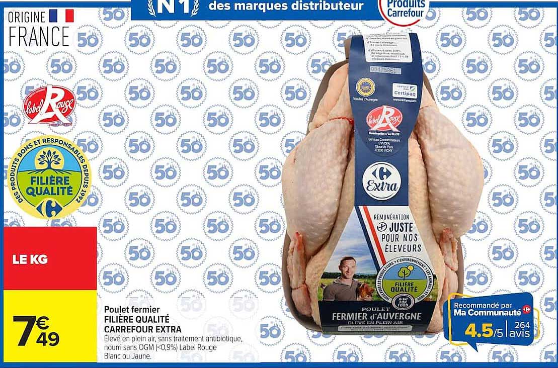Poulet fermier FILIÈRE QUALITÉ CARREFOUR EXTRA