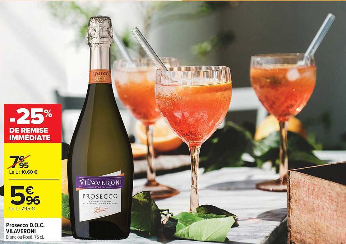 Prosecco D.O.C. VILAVERONI Blanc ou Rosé, 75 cl.