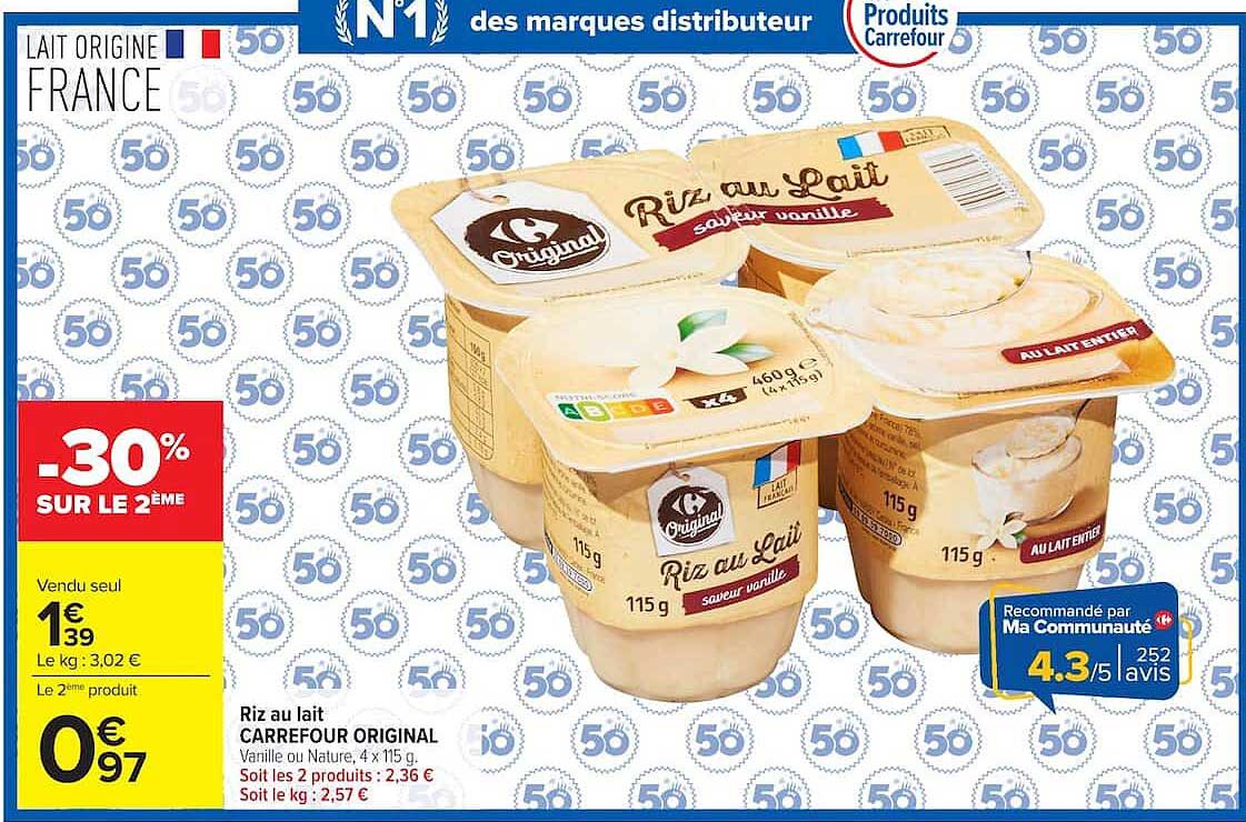 Riz au lait CARREFOUR ORIGINAL