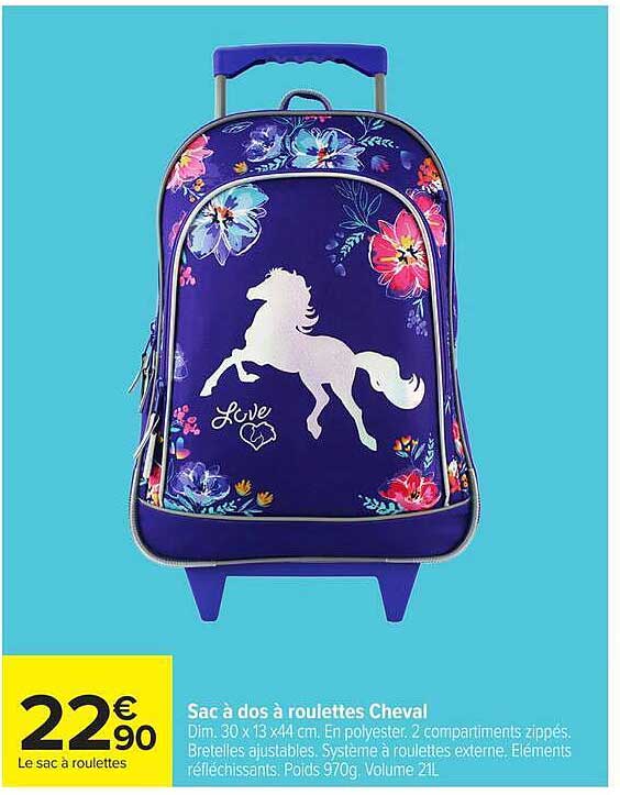 Sac à dos à roulettes Cheval