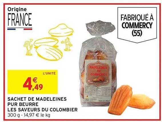 SACHET DE MADELEINES PUR BEURRE LES SAVEURS DU COLOMBIER