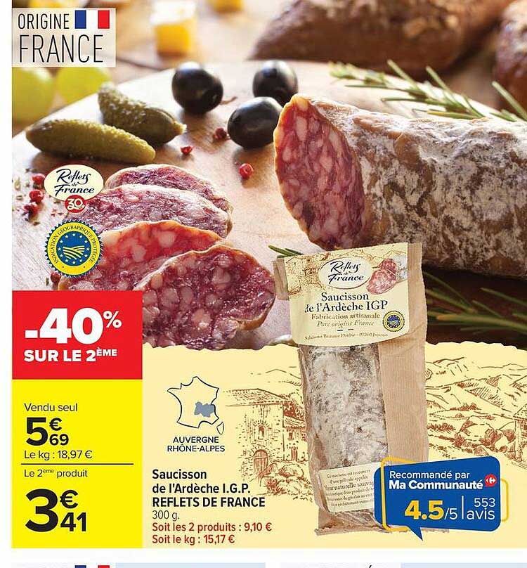 Saucisson de l'Ardèche I.G.P. REFLETS DE FRANCE