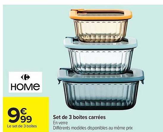 Set de 3 boîtes carrées