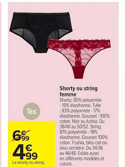 Shorty ou string femme