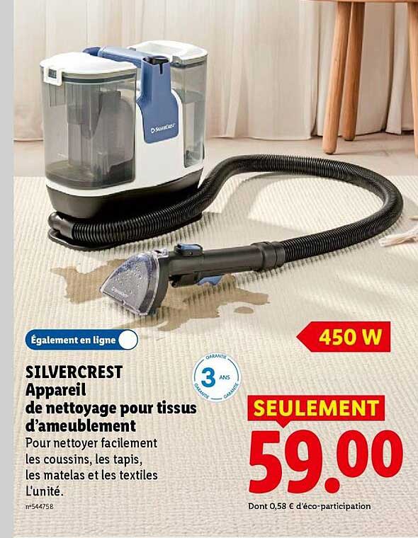 SILVERCREST Appareil de nettoyage pour tissus d’ameublement