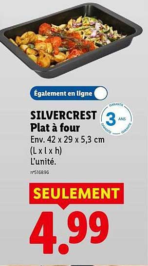SILVERCREST Plat à four Env. 42 x 29 x 5,3 cm (L x l x h) L'unité.